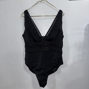 Swimsuits For All Size 20 Black One Piece Plus Size Supportive Stretch Beach